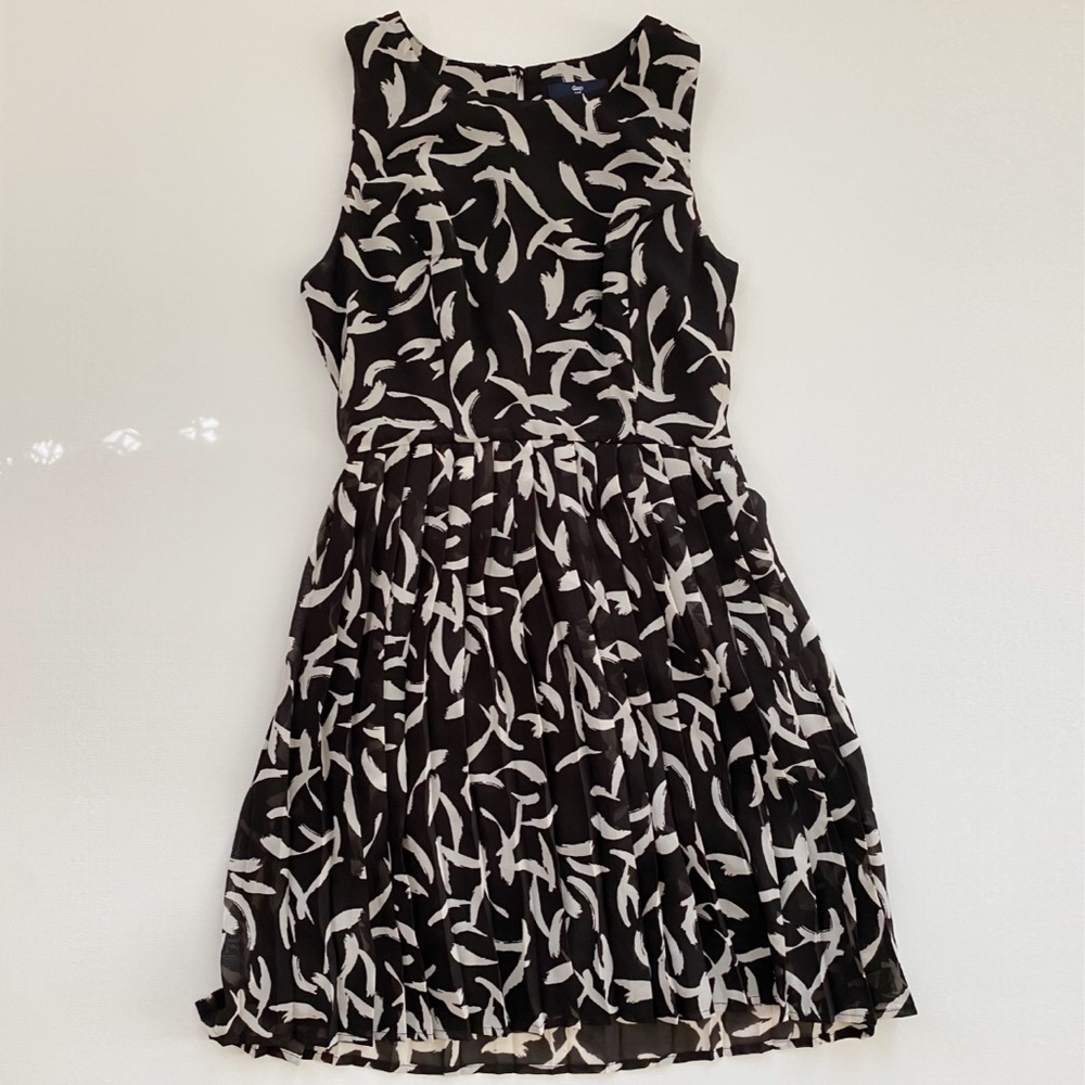Gap Brushstroke Feather Print A Line Dress